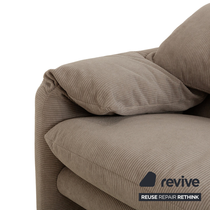 Cassina Maralunga Two-Seater Sofa Grey Fabric Couch Reupholstery
