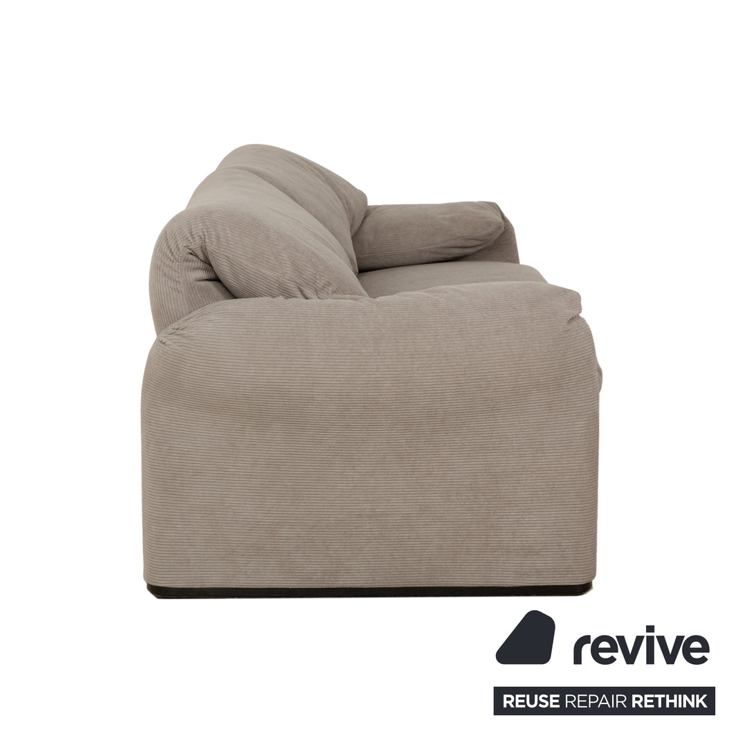 Cassina Maralunga Two-Seater Sofa Grey Fabric Couch Reupholstery