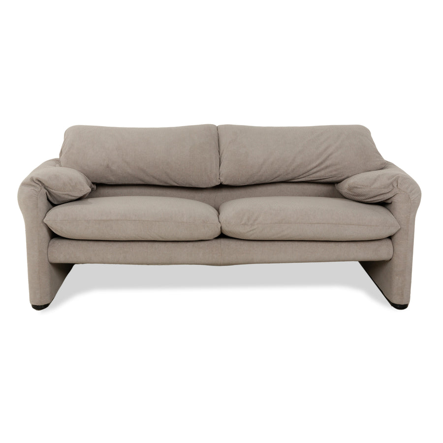 Cassina Maralunga Two-Seater Sofa Grey Fabric Couch Reupholstery