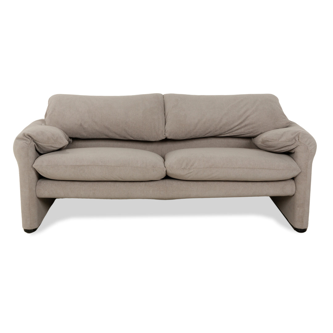 Cassina Maralunga Two-Seater Sofa Grey Fabric Couch Reupholstery