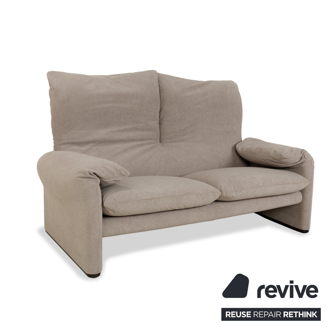 Cassina Maralunga Two-Seater Sofa Grey Fabric Couch Reupholstery