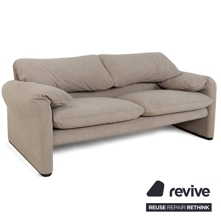 Cassina Maralunga Two-Seater Sofa Grey Fabric Couch Reupholstery