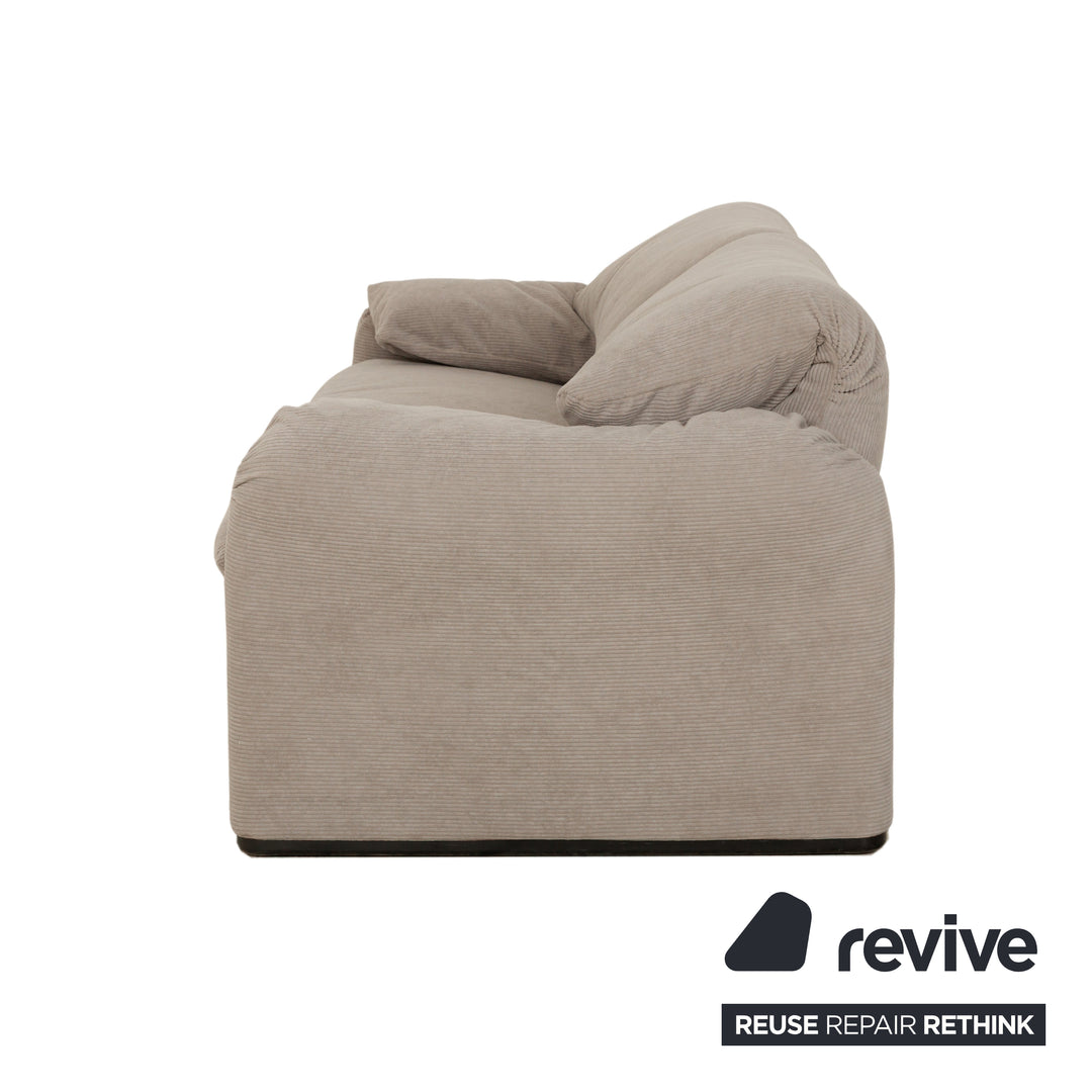 Cassina Maralunga Two-Seater Sofa Grey Fabric Couch Reupholstery