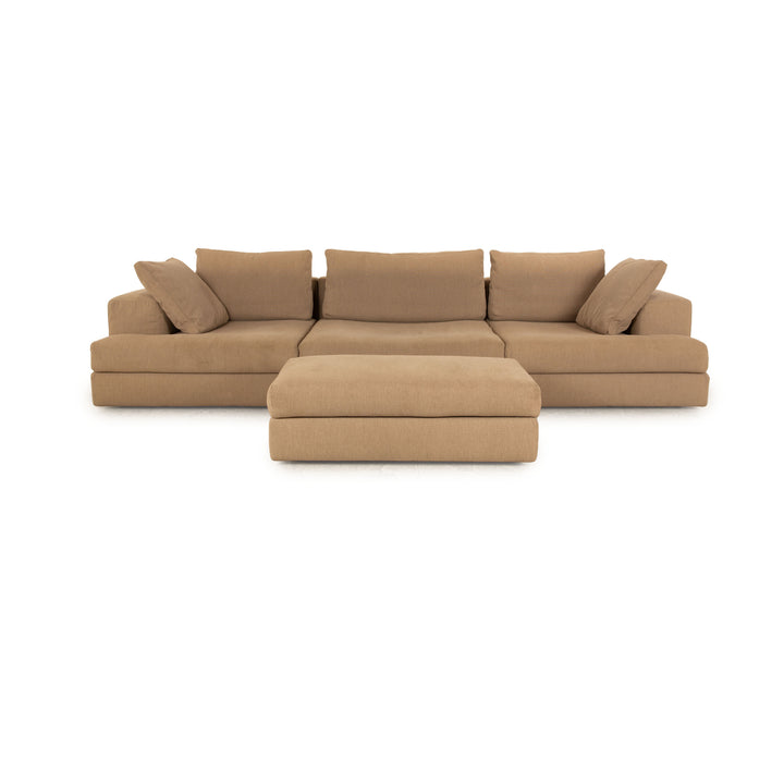 Cassina Miloe Stoff Sofa Garnitur Beige Hocker Dreisitzer Couch