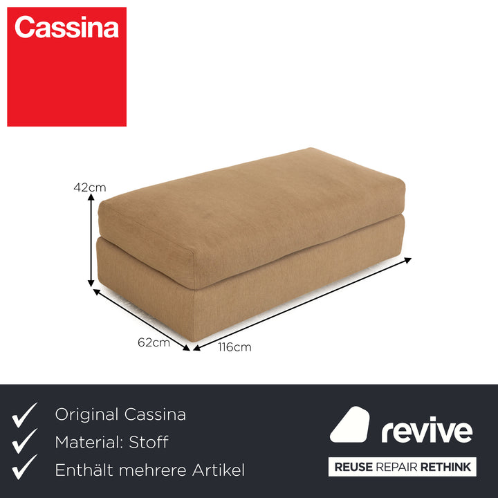 Cassina Miloe Stoff Sofa Garnitur Beige Hocker Dreisitzer Couch