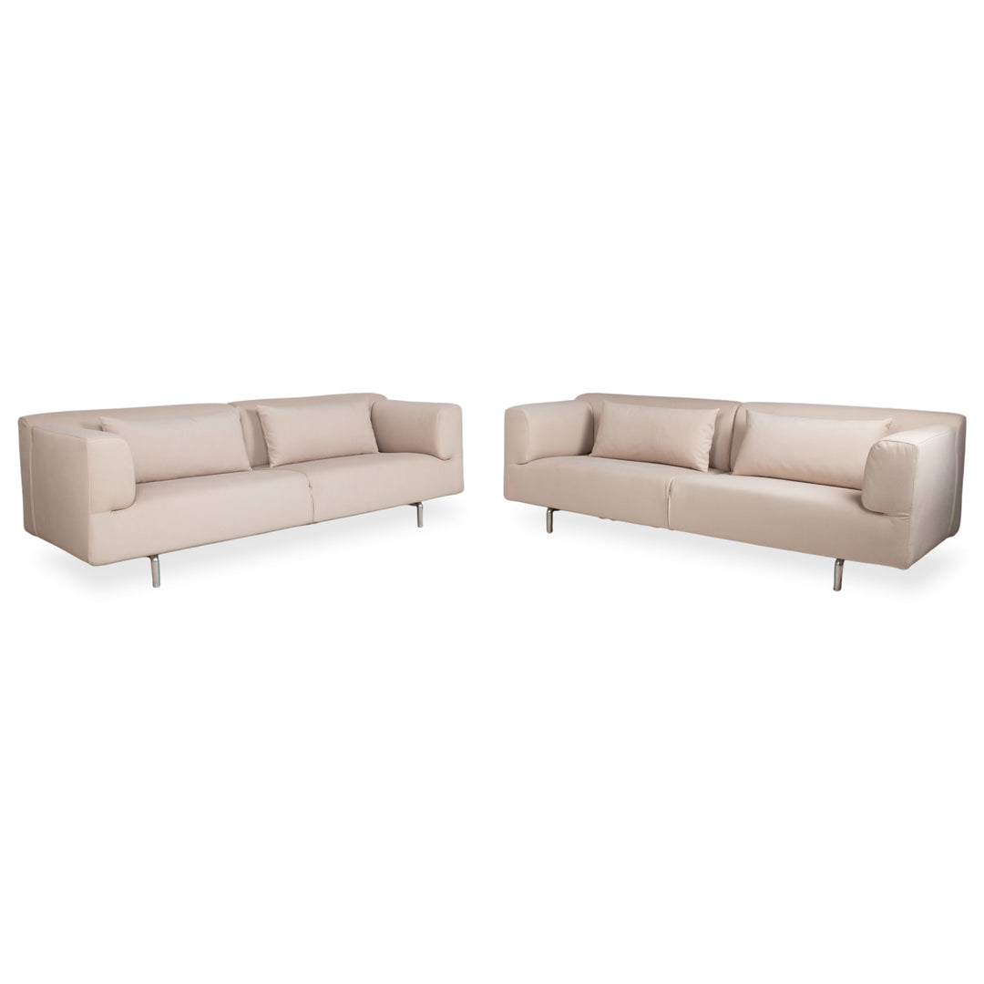 Cassina Met 250 Garnitur Stoff Beige Creme 2x Dreisitzer Sofa Couch Neubezug WOOLLY 506