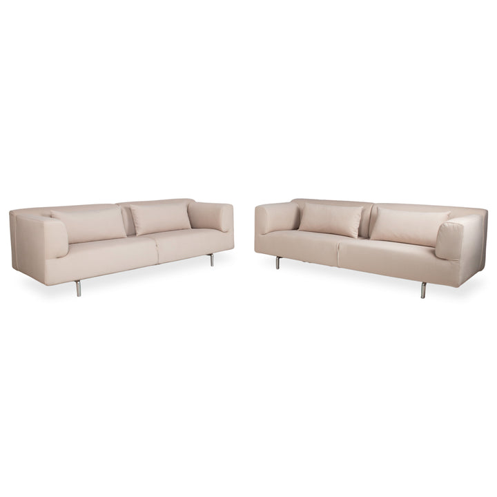 Cassina Met 250 Garnitur Stoff Beige Creme 2x Dreisitzer Sofa Couch Neubezug WOOLLY 506