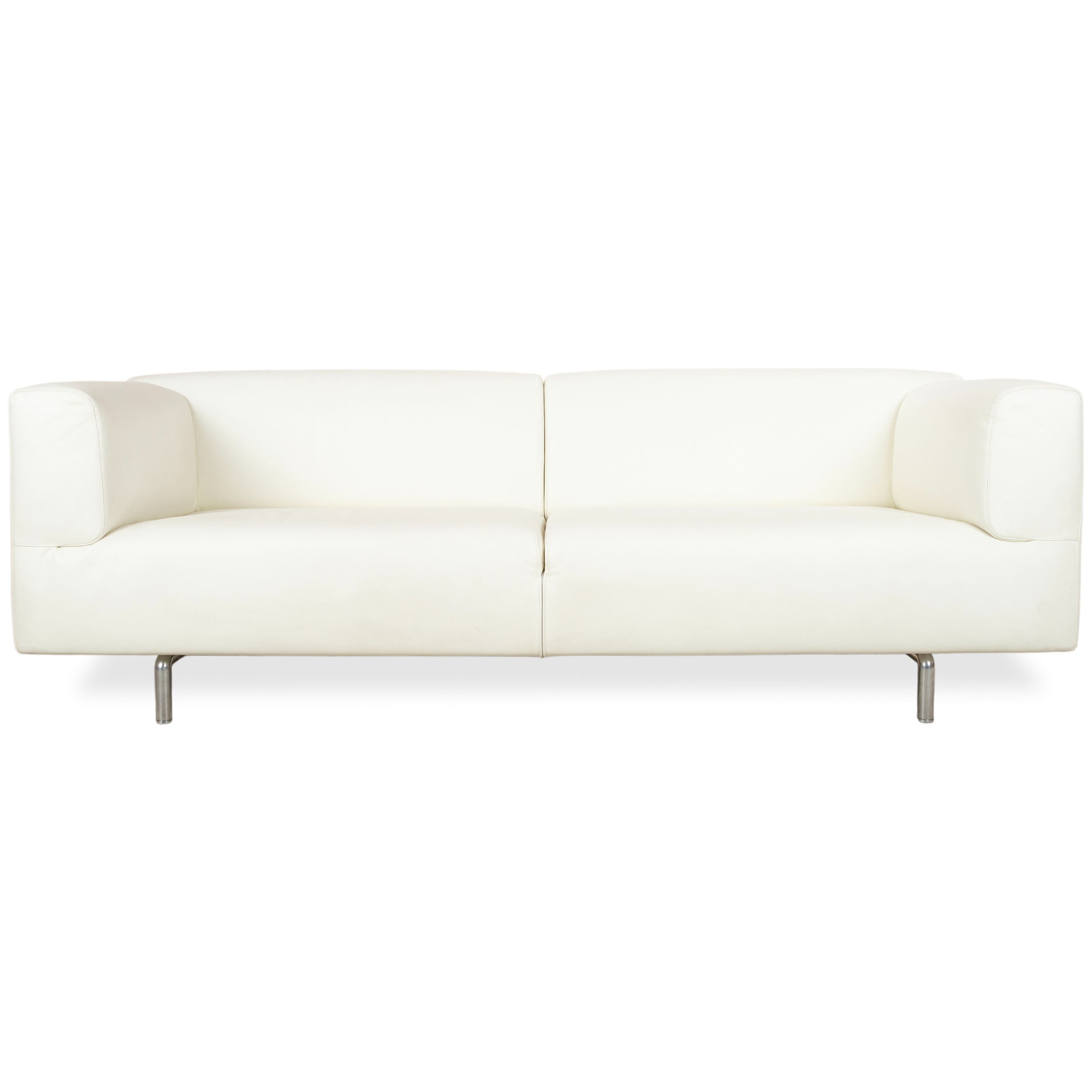 Cassina Met 250 Leder Dreisitzer Weiß Creme Sofa Couch