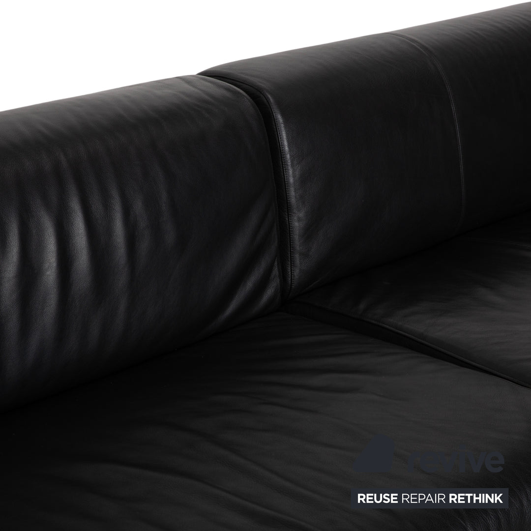 Cassina Met 250 Leder Ecksofa Schwarz Couch Silberne Füße