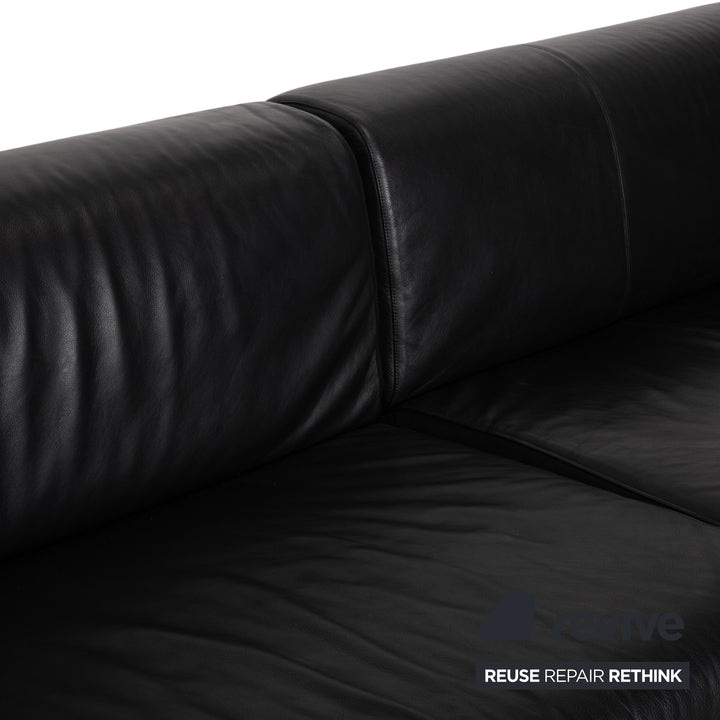Cassina Met 250 Leder Ecksofa Schwarz Couch Silberne Füße