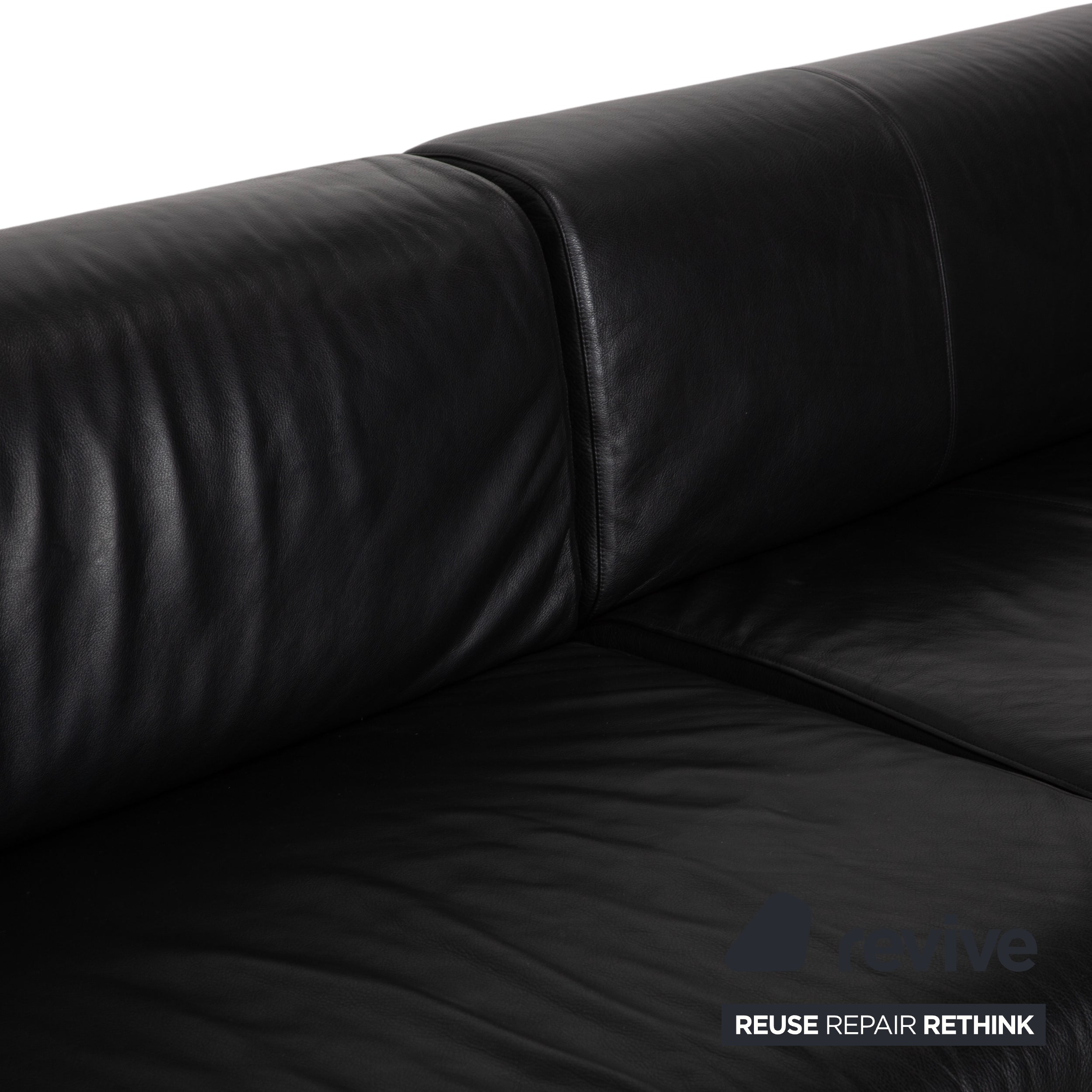 Canapé d'angle en cuir Cassina Met 250, noir, pieds argentés
