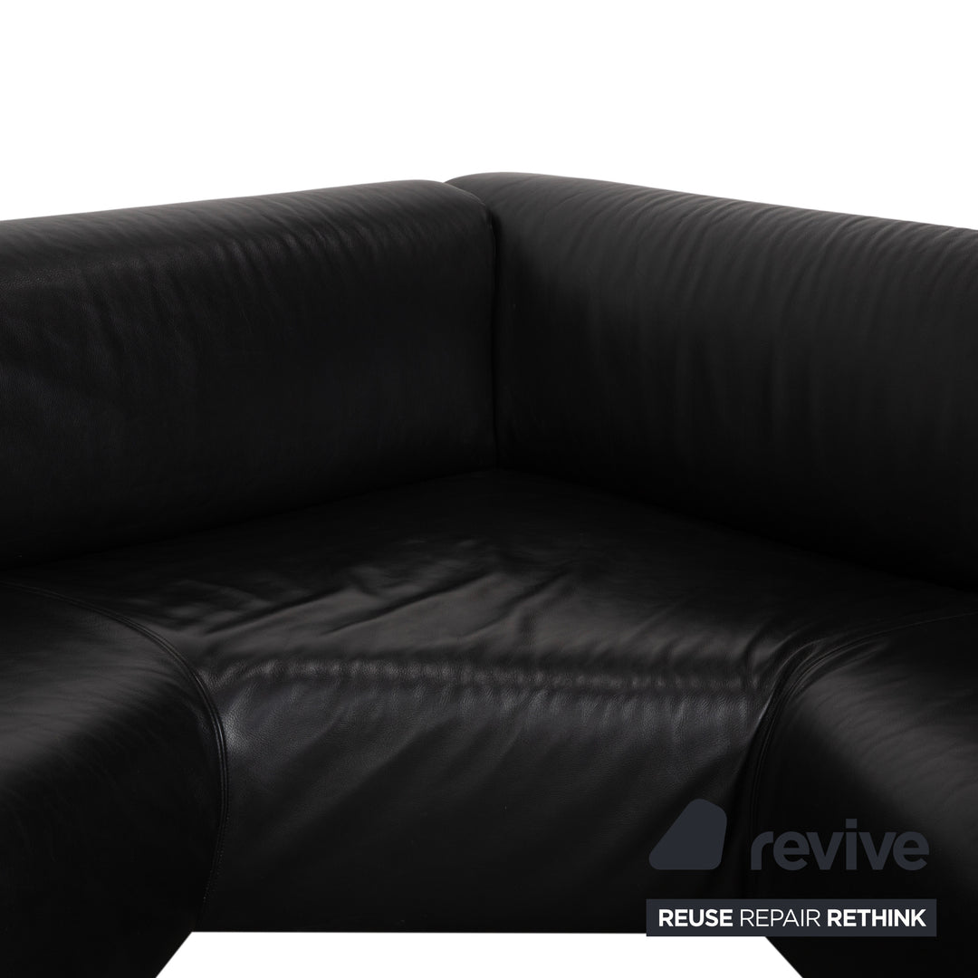 Cassina Met 250 Leder Ecksofa Schwarz Couch Silberne Füße