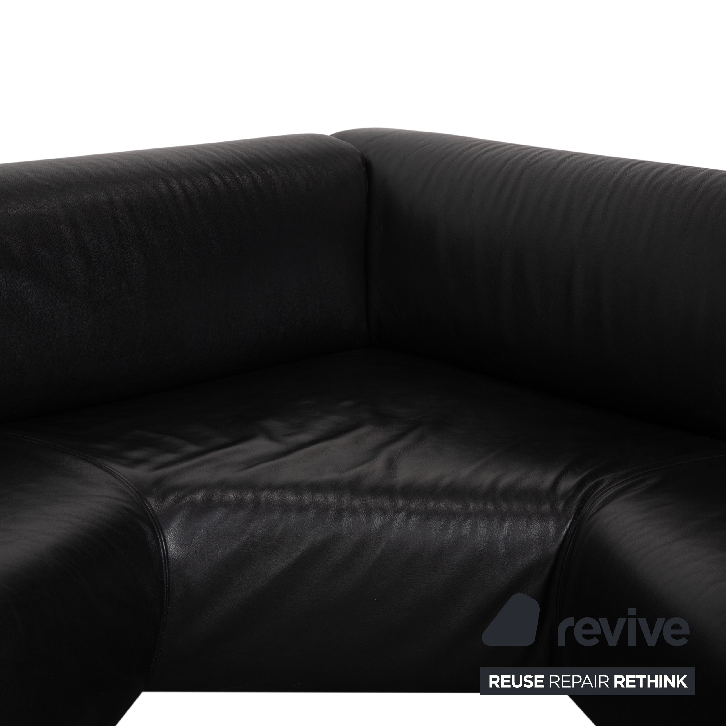 Canapé d'angle en cuir Cassina Met 250, noir, pieds argentés