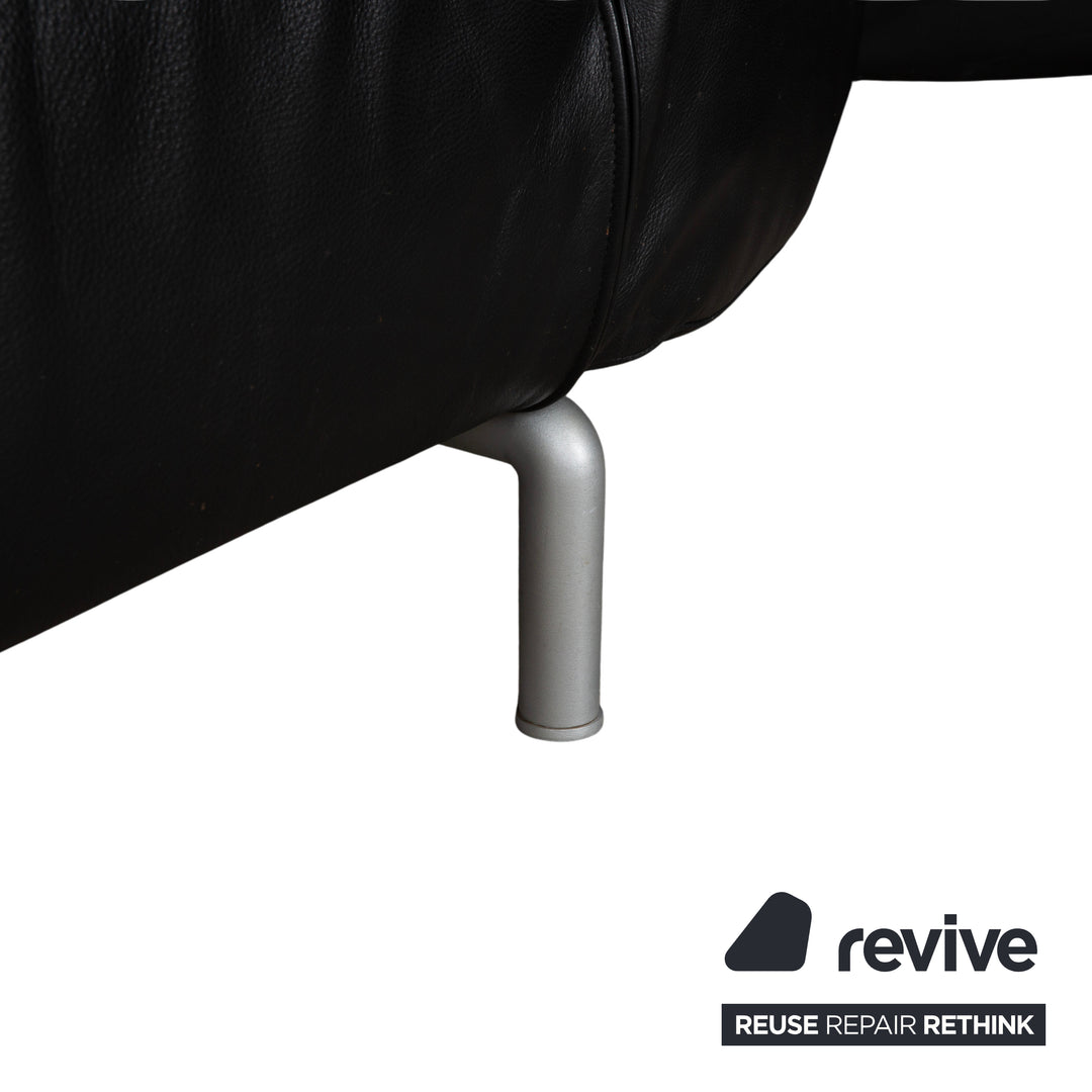 Cassina Met 250 Leder Ecksofa Schwarz Couch Silberne Füße