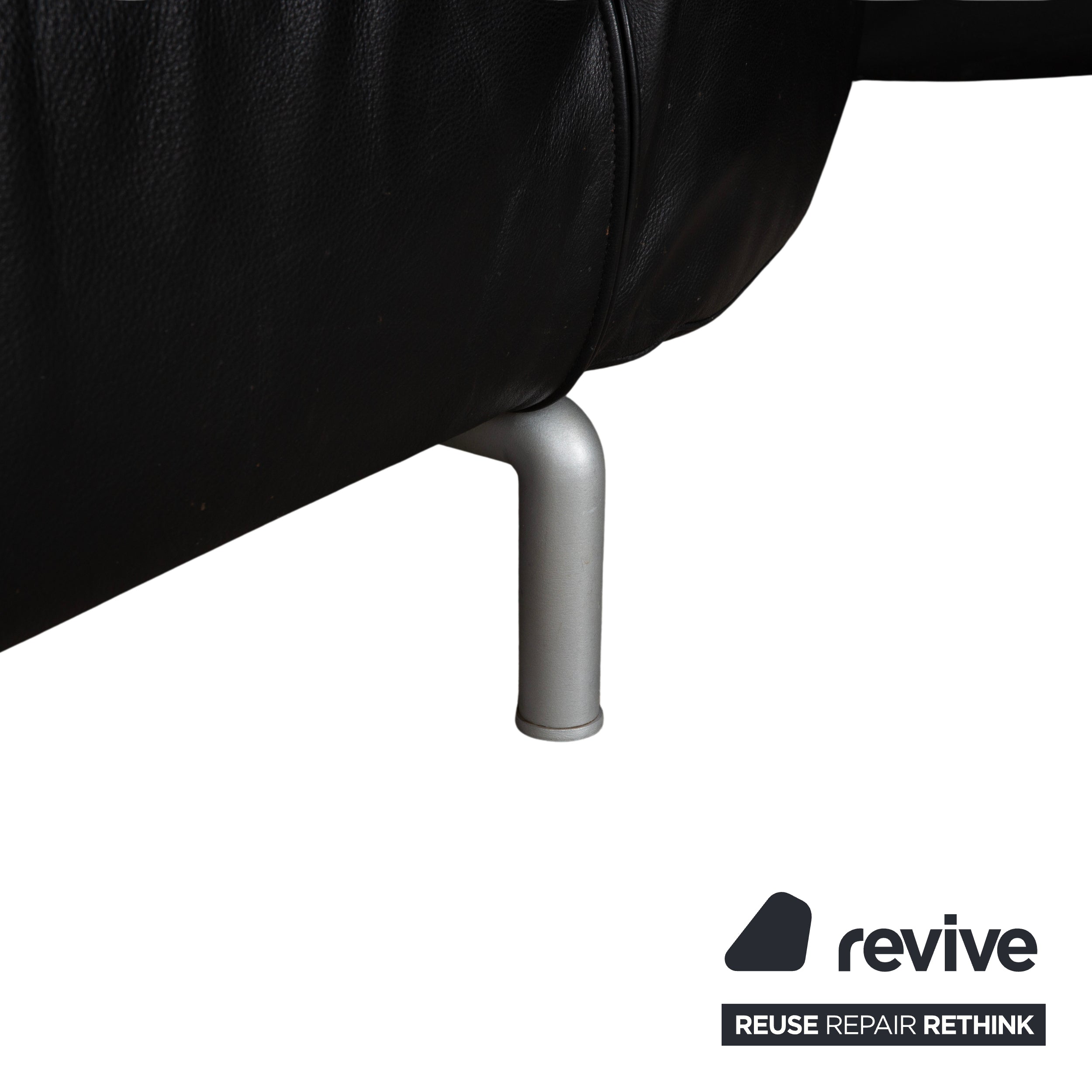 Canapé d'angle en cuir Cassina Met 250, noir, pieds argentés