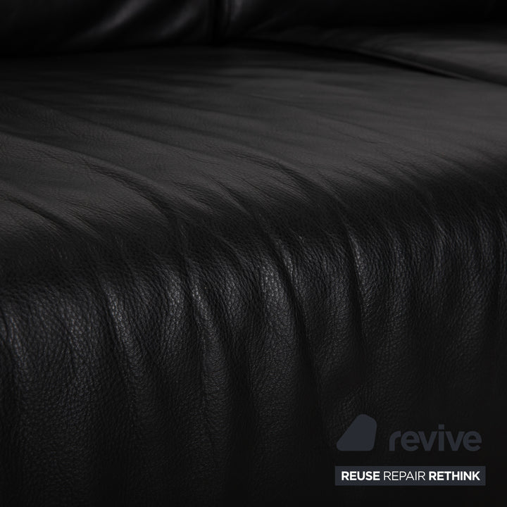 Cassina Met 250 Leder Ecksofa Schwarz Couch Silberne Füße