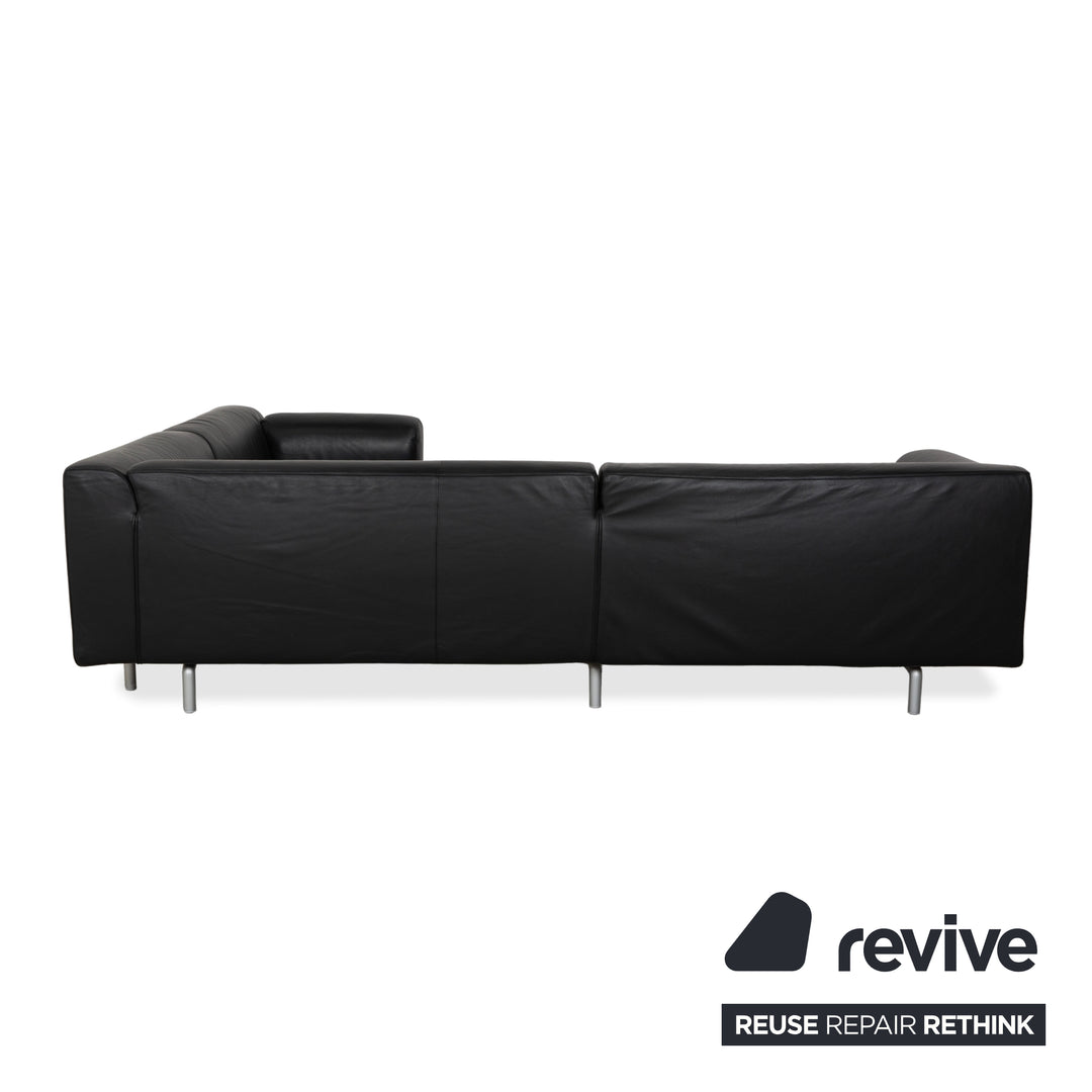 Cassina Met 250 Leder Ecksofa Schwarz Couch Silberne Füße
