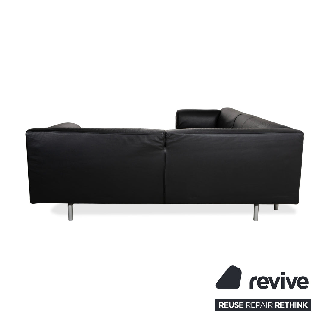 Cassina Met 250 Leder Ecksofa Schwarz Couch Silberne Füße