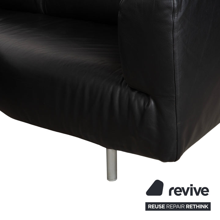 Cassina Met 250 Leder Ecksofa Schwarz Couch Silberne Füße