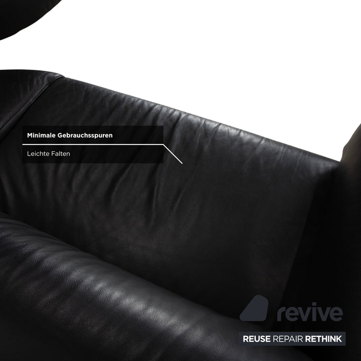 Cassina Met 250 Leder Ecksofa Schwarz Couch Silberne Füße