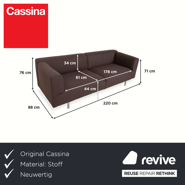 Cassina Met 250 Stoff Dreisitzer Braun Filz Wolle Couch Neubezug