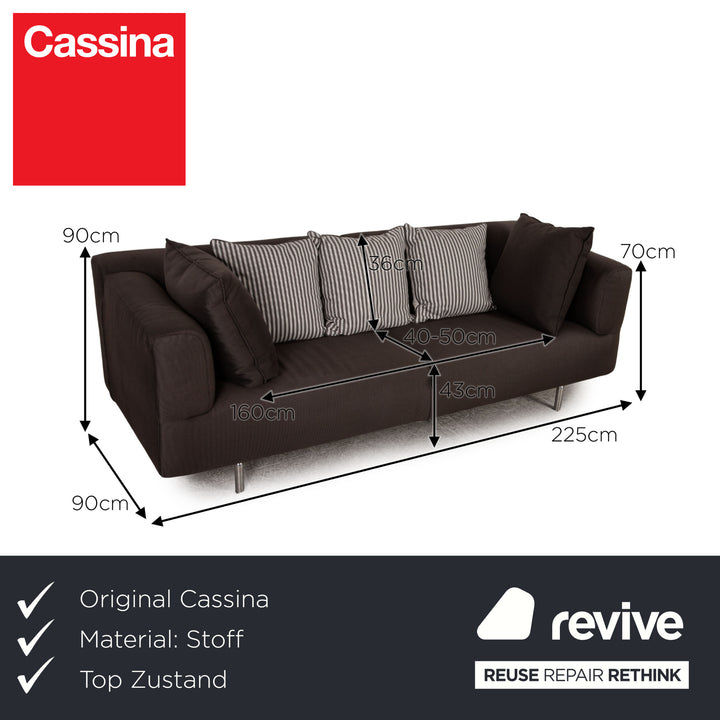 Cassina Met 250 Fabric Three Seater Gray Sofa Couch