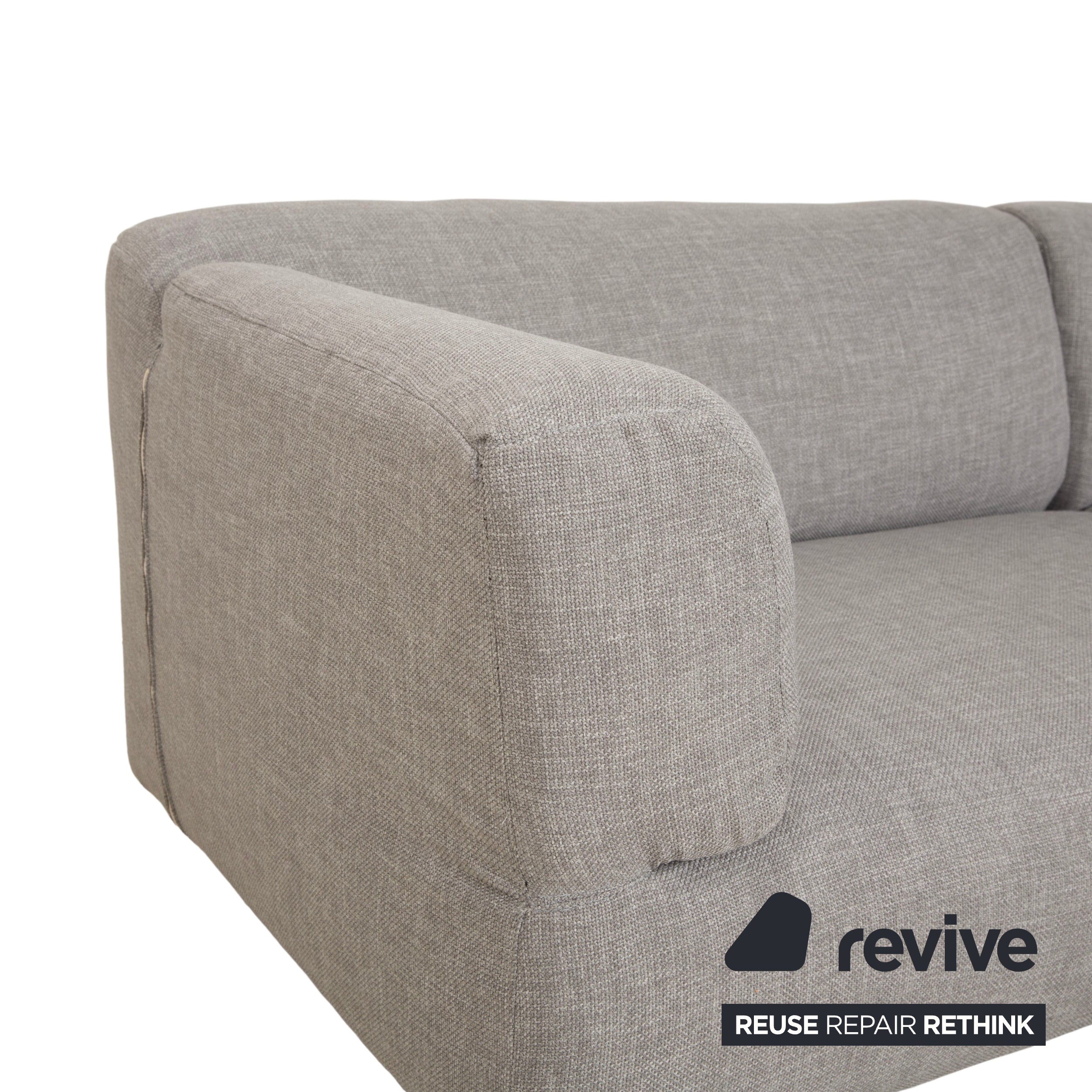 Cassina Met 250 fabric three-seater light grey sofa couch reupholstery