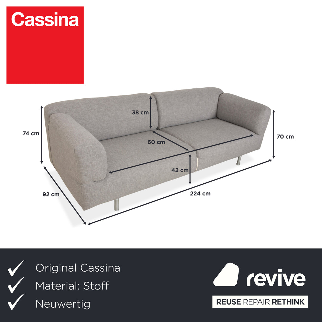 Cassina Met 250 Stoff Dreisitzer Hellgrau Sofa Couch Neubezug