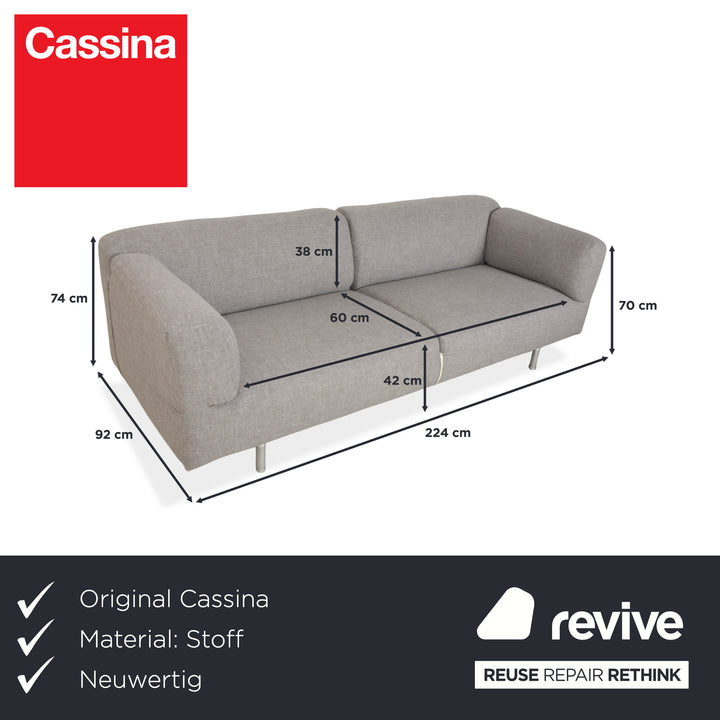 Canapé trois places Cassina Met 250 en tissu gris clair, rembourrage
