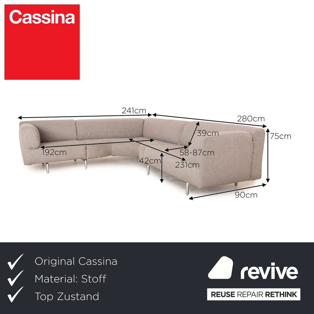 Cassina Met 250 Fabric Corner Sofa Grey Sofa Couch