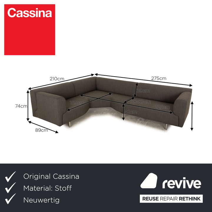 Cassina Met 250 canapé d'angle en tissu gris canapé méridienne gauche nouvelle housse