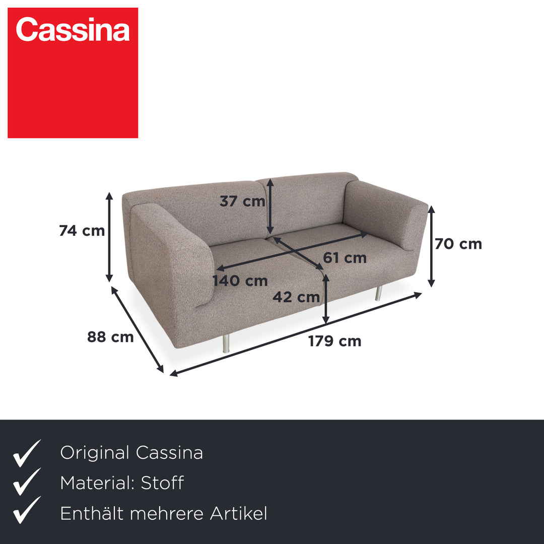 Canapé deux places Cassina Met 250 en tissu gris beige