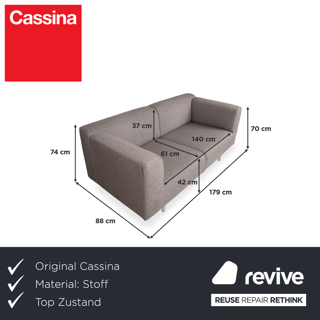 Cassina Met 250 Fabric Two-Seater Grey Beige Sofa Couch