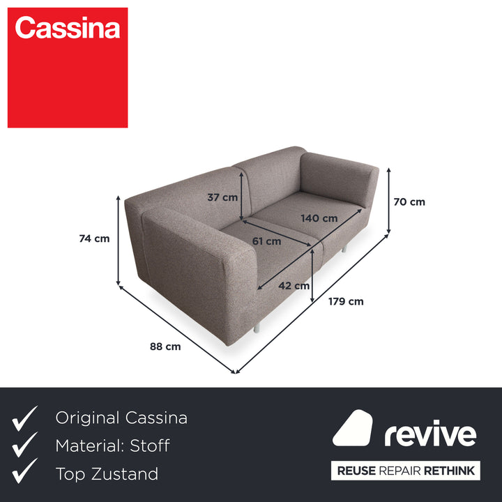 Cassina Met 250 Fabric Two-Seater Grey Beige Sofa Couch