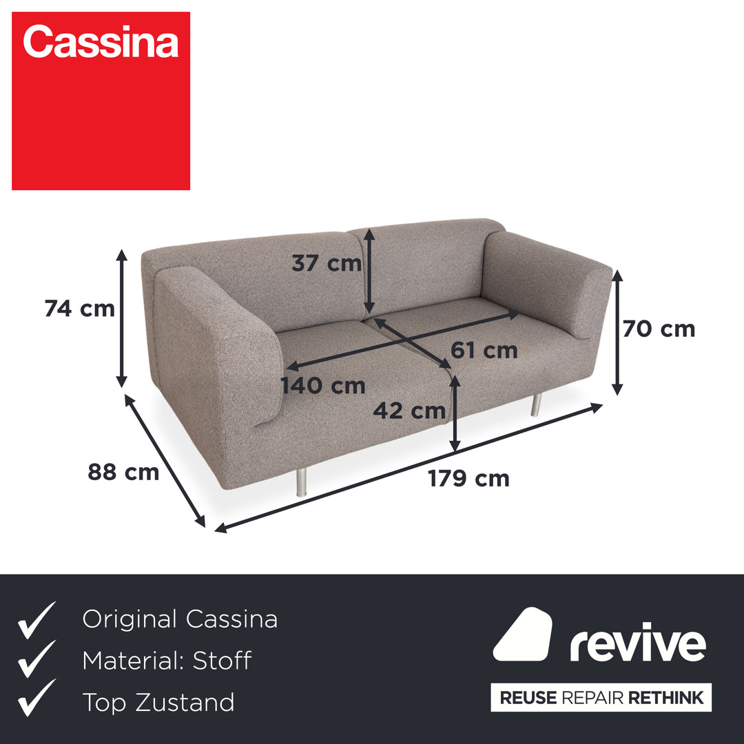 Cassina Met 250 Fabric Two-Seater Grey Sofa Couch