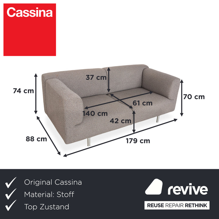 Cassina Met 250 Fabric Two-Seater Grey Sofa Couch