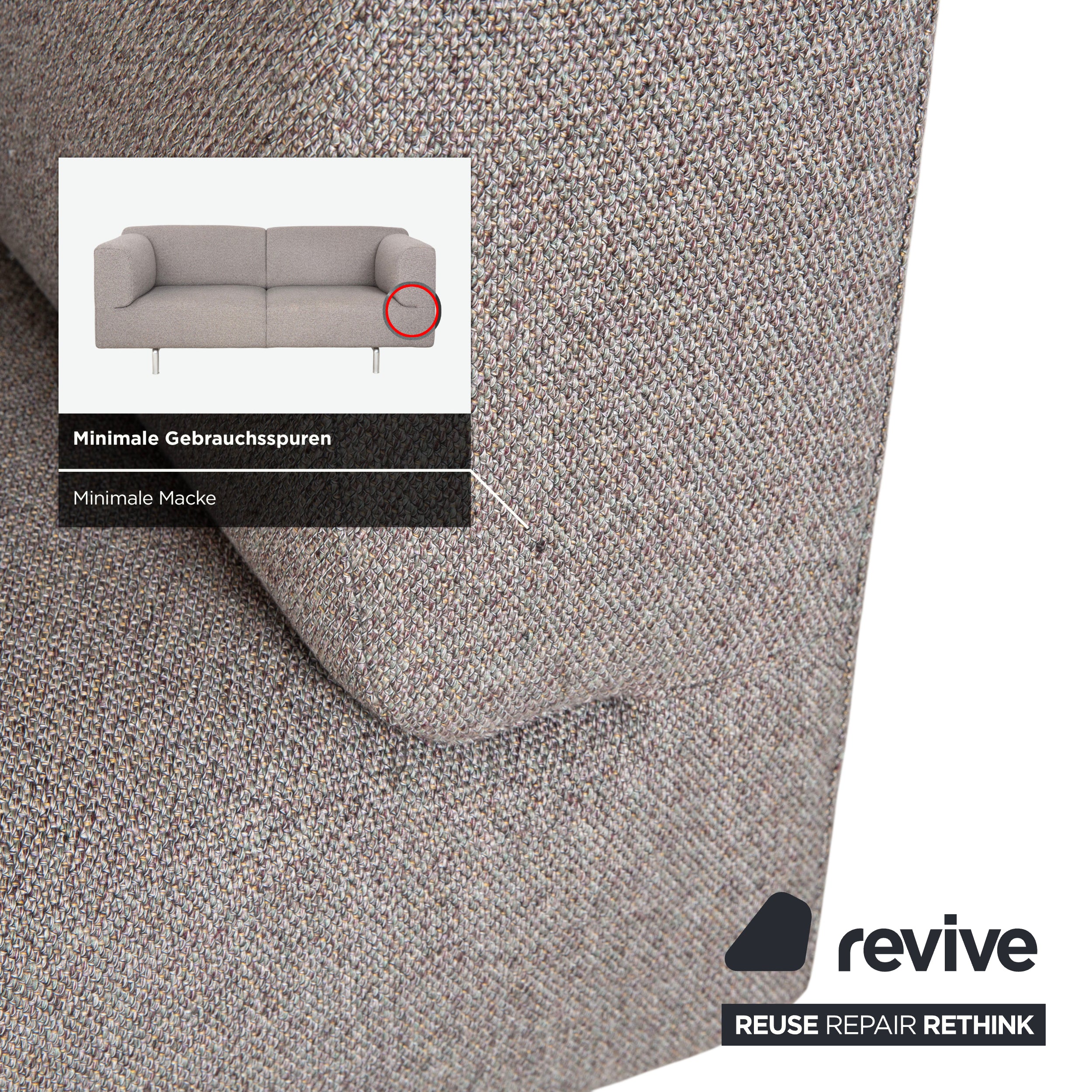 Cassina Met 250 Stoff Zweisitzer Grau Beige Sofa Couch