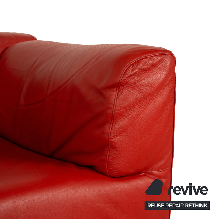 Cassina Met Leather Chaise Lounge Chair Red