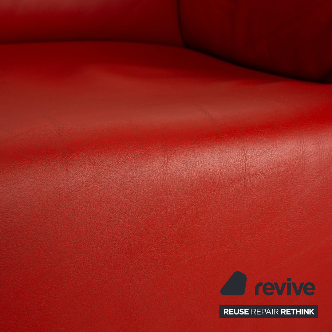 Cassina Met Leather Chaise Lounge Chair Red