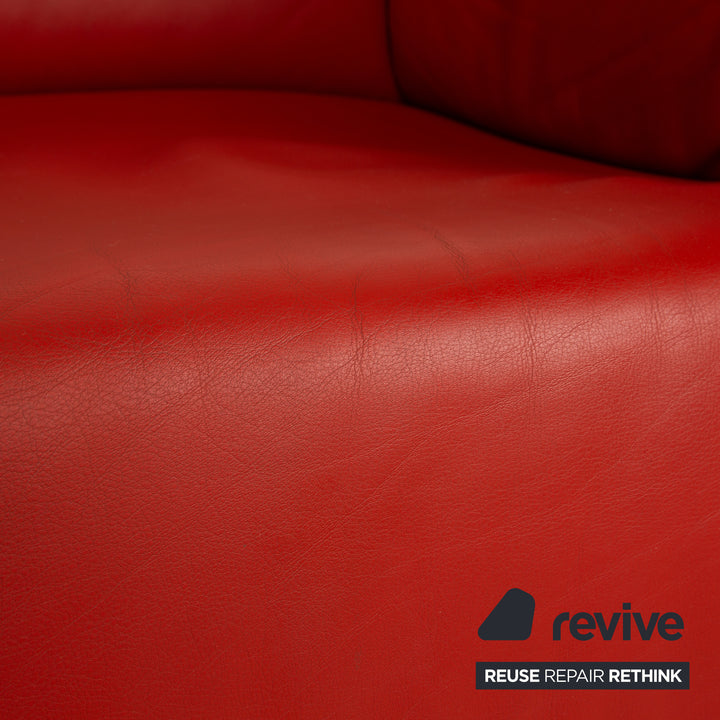 Cassina Met Leather Chaise Lounge Chair Red