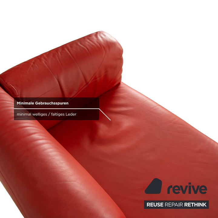 Cassina Met Leather Chaise Lounge Chair Red