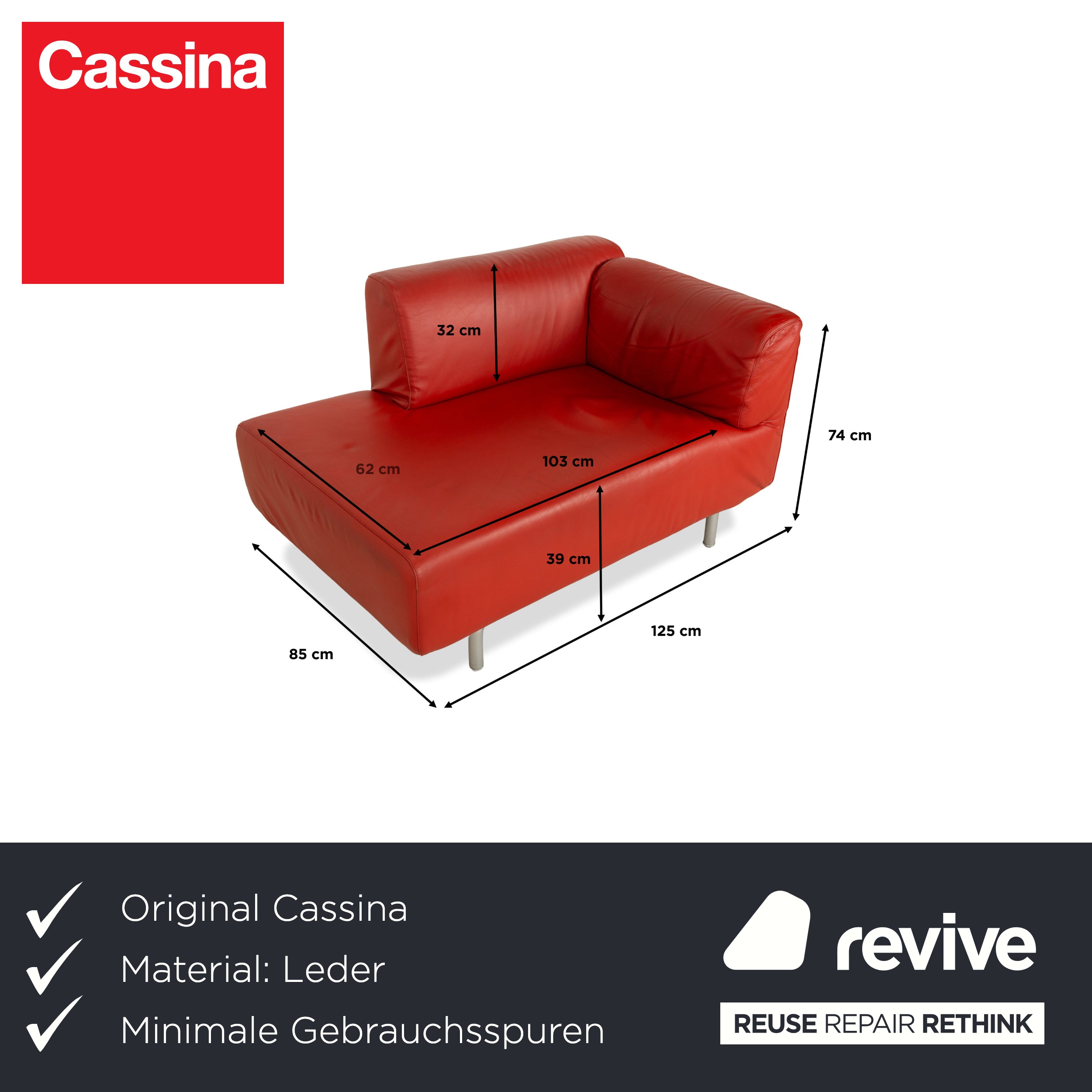 Chaise longue en cuir Cassina Met rouge