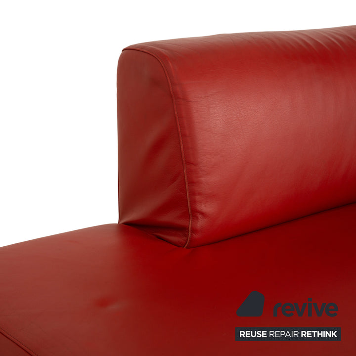 Cassina Met Leather Chaise Lounge Chair Red