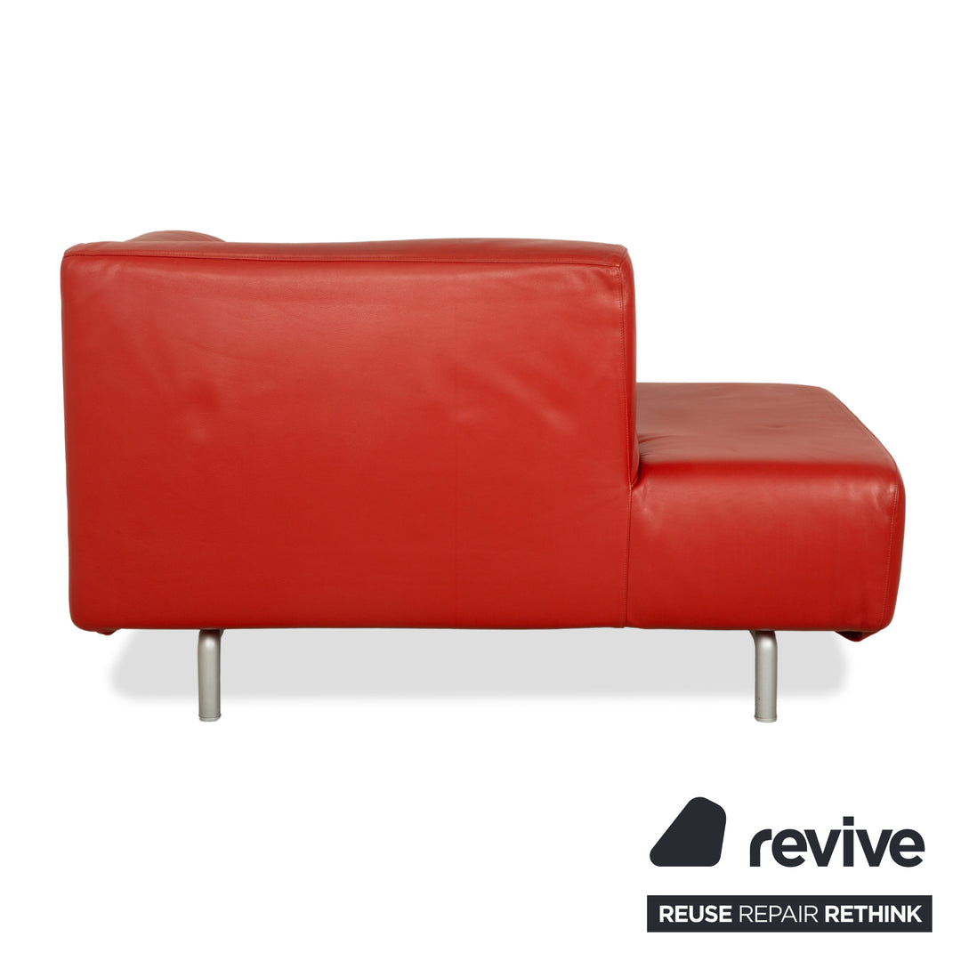 Cassina Met Leather Chaise Lounge Chair Red