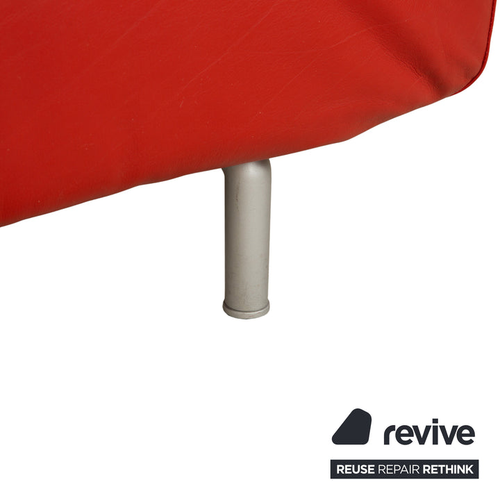 Cassina Met Leather Chaise Lounge Chair Red