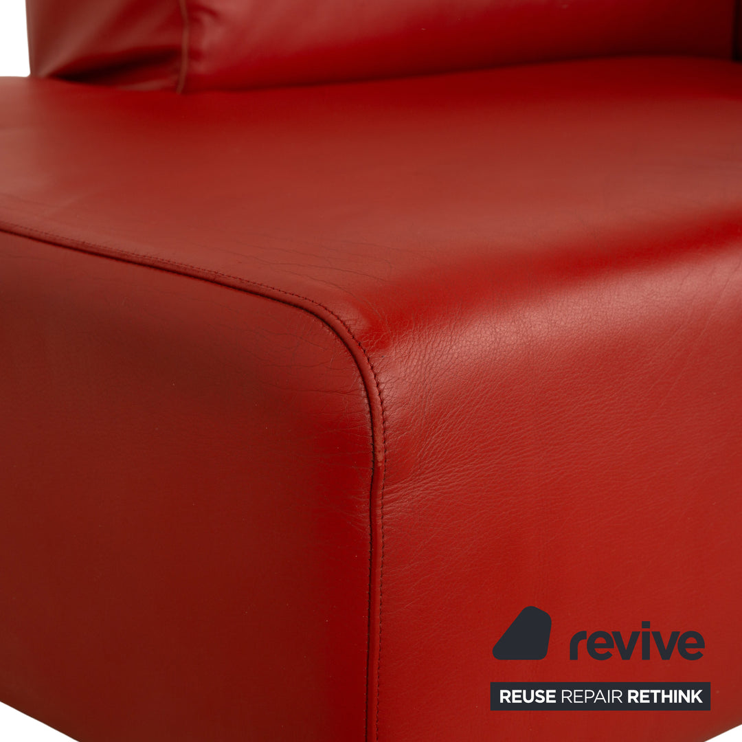 Cassina Met Leather Chaise Lounge Chair Red