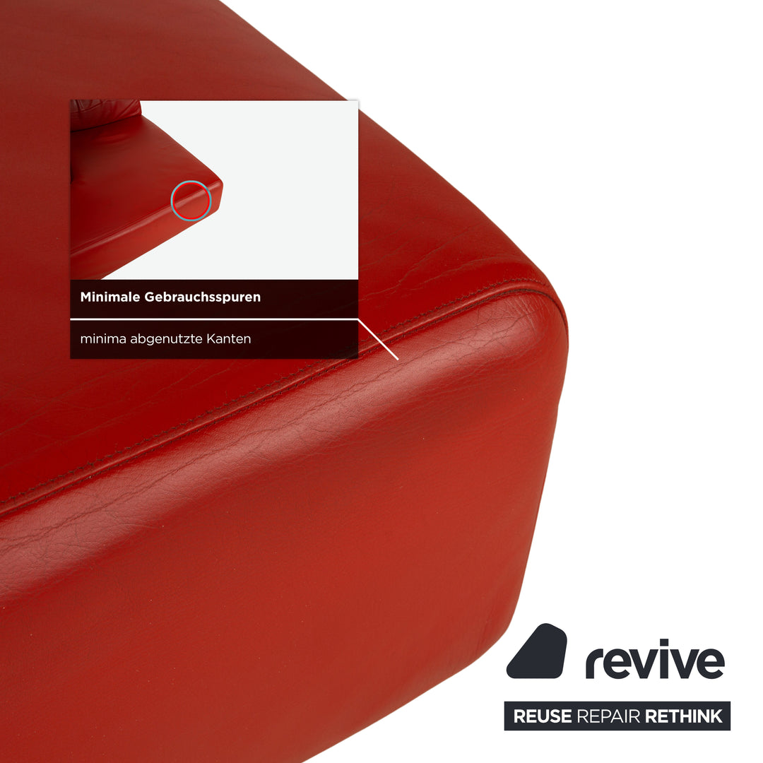 Cassina Met Leather Chaise Lounge Chair Red