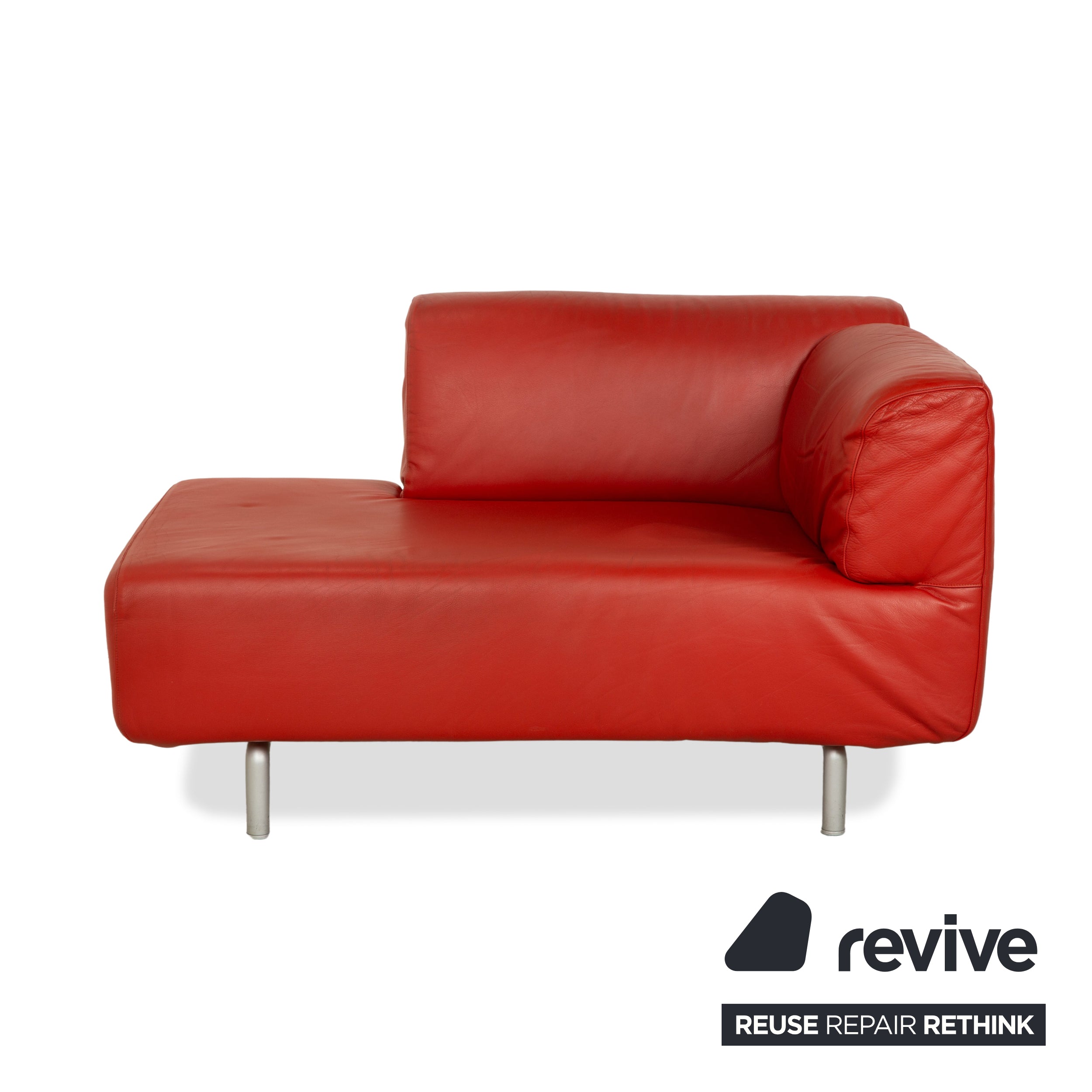Cassina Met Leather Chaise Lounge Chair Red