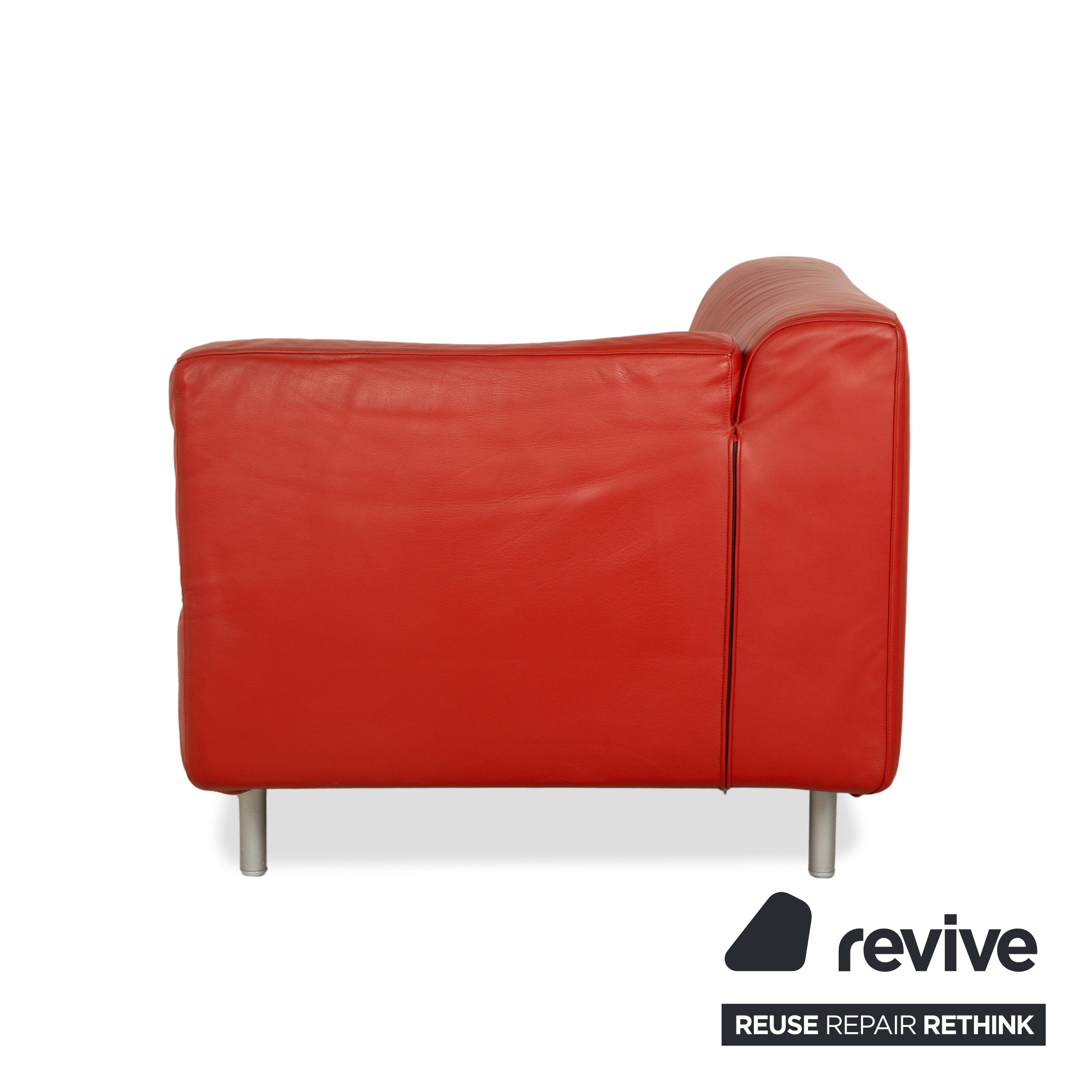 Cassina Met Leather Chaise Lounge Chair Red