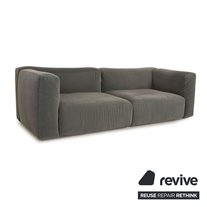 Canapé trois places Cassina Mex Cube en tissu gris bleu